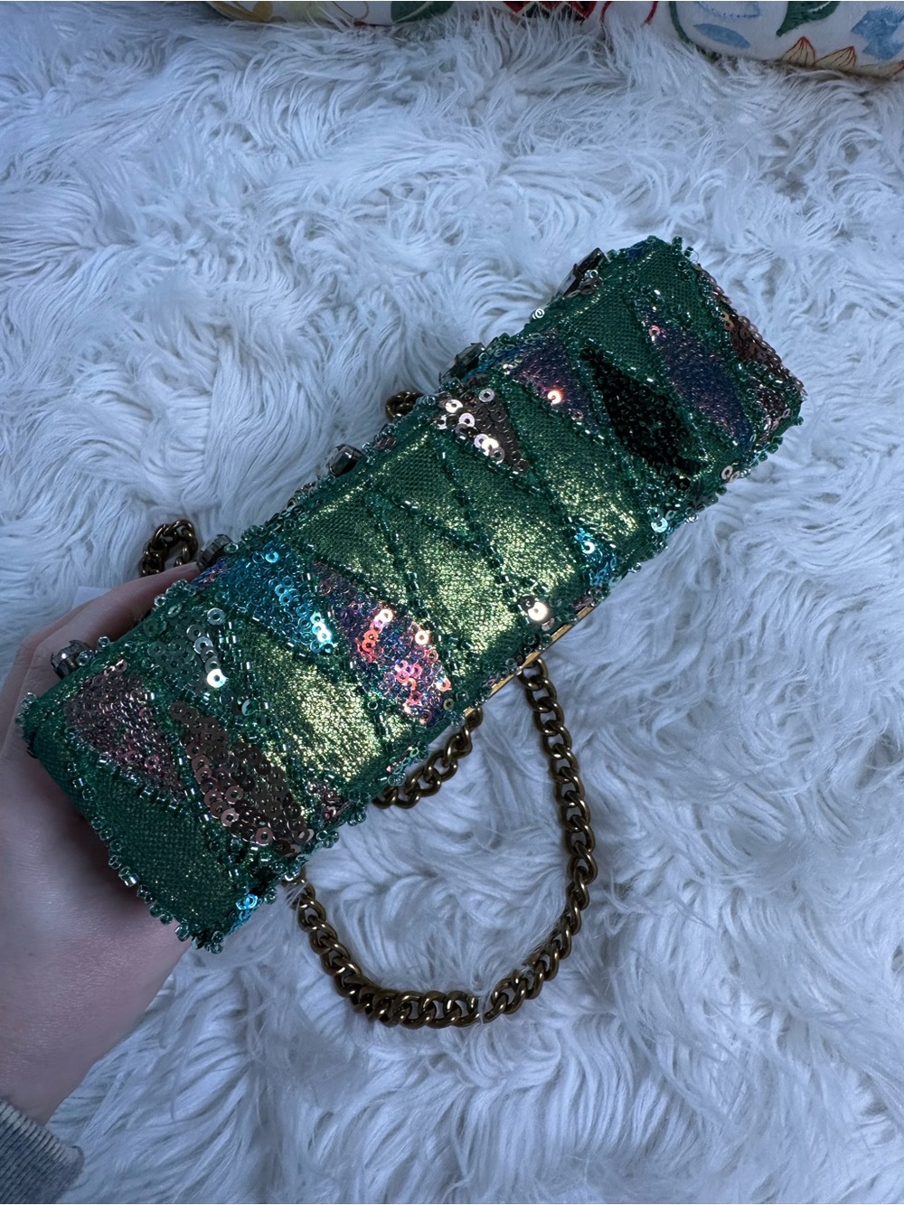Kurt Geiger • Ornate Green Beaded & Sequin Mini Kensington - Picture 10 of 16